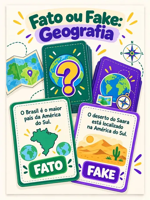 Jogo Fato ou Fake de Geografia